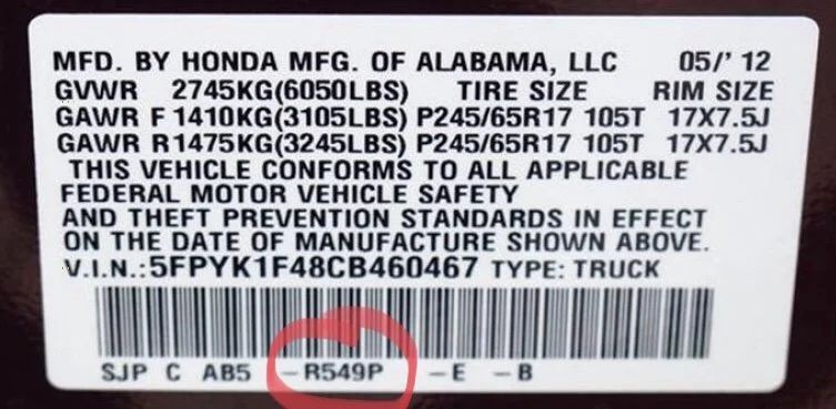 HONDA Lack-Identifikationsetikett &ndash; finden Sie den originalen Farbcode Ihres Fahrzeugs.