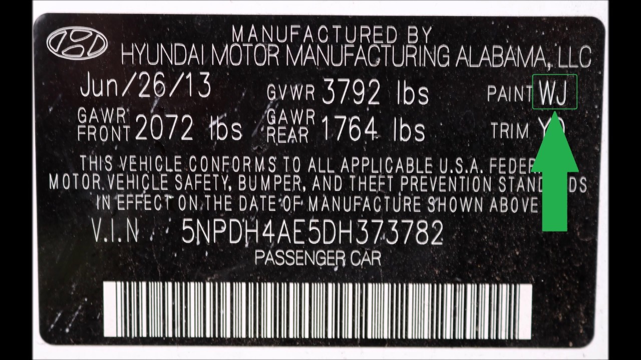 Hyundai-Lackcode-Etikett &ndash; finden Sie den Farbcode Ihres Fahrzeugs.