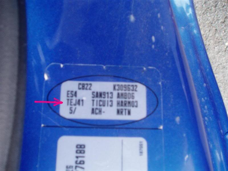 RENAULT Lackcode-Aufkleber Standort am Fahrzeug