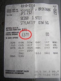 SEAT Farbcodeschild am Fahrzeug &ndash; finden Sie Ihren exakten Farbton.